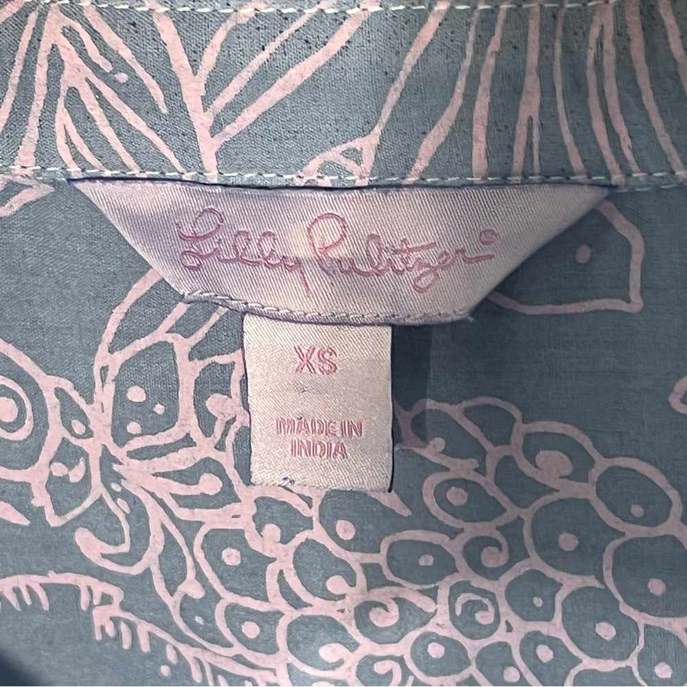 Lilly Pulitzer shirt dress, tunic dress pineapple print long sleeve button up XS - Picture 3 of 6